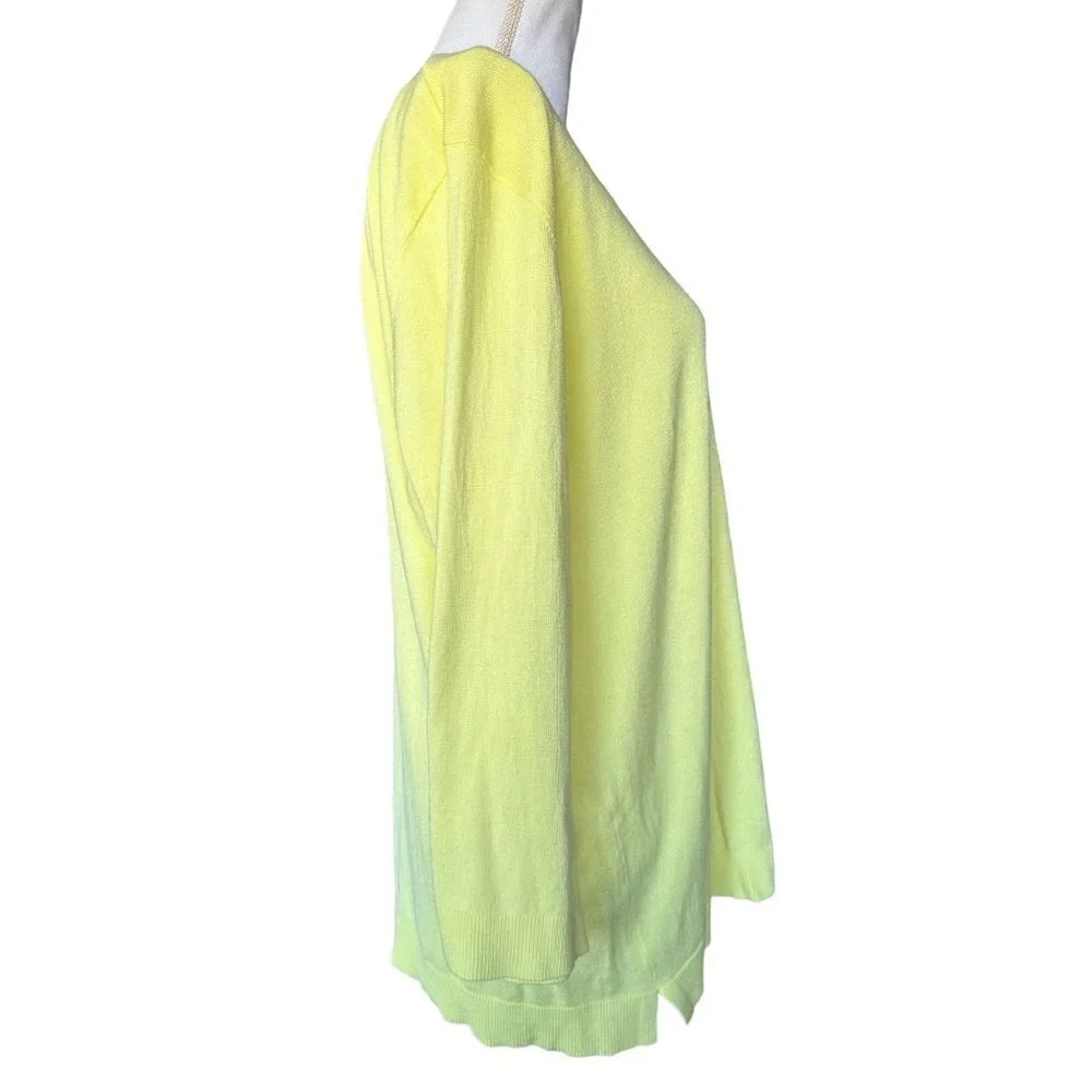 525 America Pullover Sweater Women's Size XXL Yellow 3/4 Sleeve V-Neck